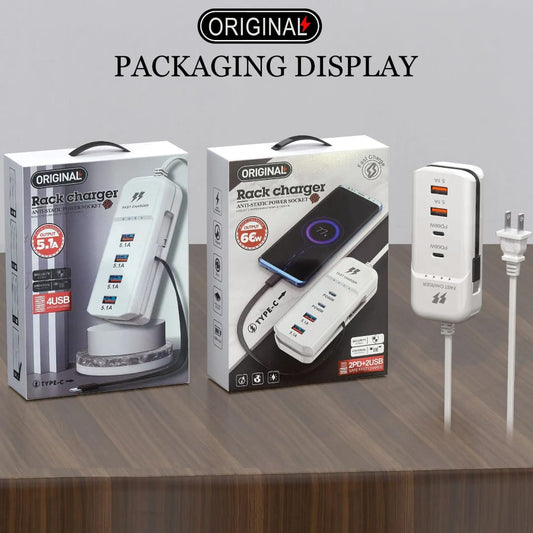 Multifunction Power Strip with Fast Charging and Automatic Shutdown